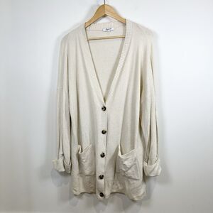 Madewell Cardigan Sweater Women’s 2x Cream Wool Alpaca Asherton Waffle Cozy